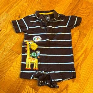 Brown Striped Romper (Size 3-6 Months)